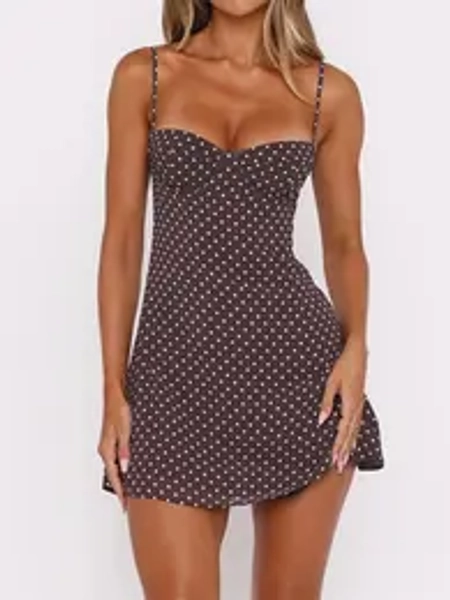 Women's Polka Dot Print Cami Dress, Casual Sleeveless Spaghetti Strap Short Dress for Summer, Ladies Clothes for Beach Holiday, Womenswear, Casual Dresses