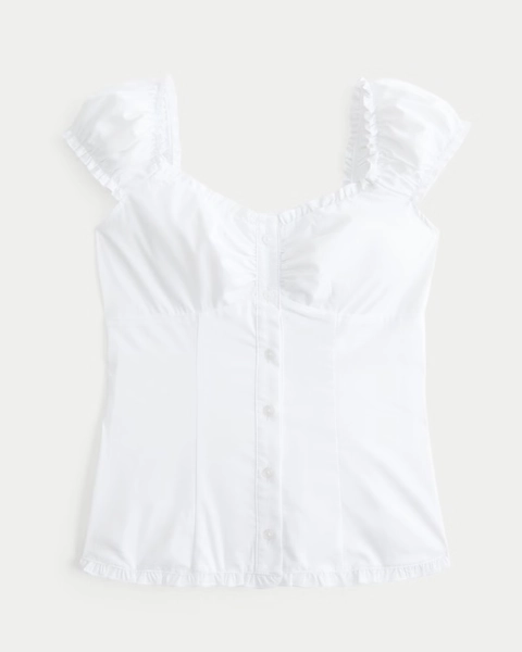 Short-Sleeve Stretch Poplin Top