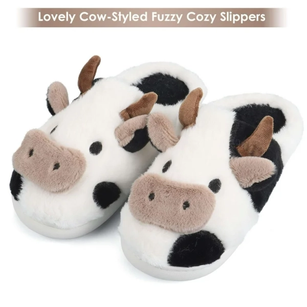 PULLIMORE Cartoon Cow Slippers, Winter Indoor Outdoor Slippers, Fuzzy Plush Cotton Slipper for Women Men - Walmart.com