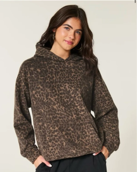 Black Leopard Print Hoodie Holister 