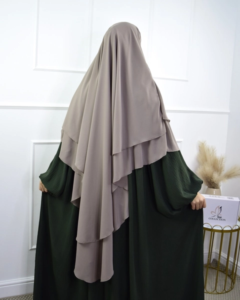 Khimar 2 Layer Chiffon Rounded Taupe - Ina Collection