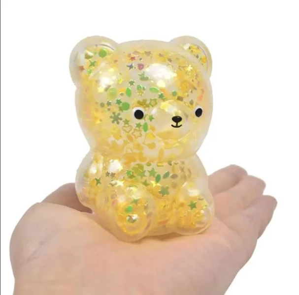 Glitter Teddy Bear Gel Squishy Fidget Toy For Anxiety & Stress Relief