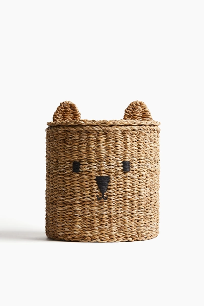 H & M - Storage Basket with Lid - Beige/Seagrass