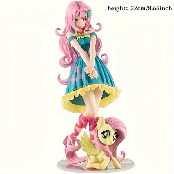 Action figures, Cutecore figures, Room decor Pink Hair Blue Dress Design - Multi-Pose Jointed PVC Collectible Figure with Display Accessories, Height