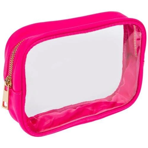 Hot Pink - Clear Rectangle Makeup Pouch