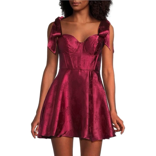 B. Darlin Sweetheart Neck Corseted Bustier Skater Homecoming Dress