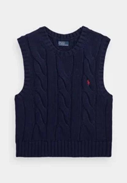 CABLE KNIT COTTON CROPPED VEST - Maglione - hunter navy