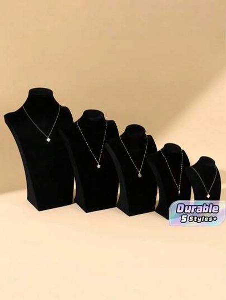 1-Piece Velvet Jewelry Display Mannequin, Necklace Stand, Jewelry Neck Model Hanger, Countertop Or Showcase Jewelry Necklace Display Prop, Organizing Rack - Size S