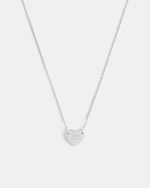 Silver Coach Heart Pendant Necklace