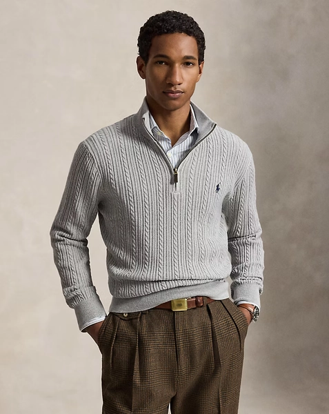 Cable-Knit Cotton Mockneck Jumper