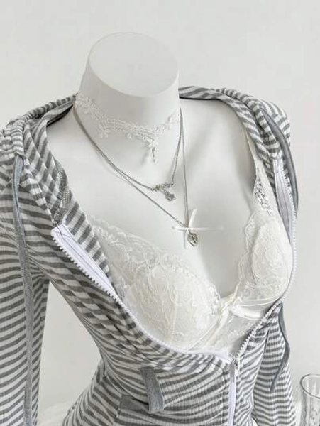 Elamini Women's Striped Long Sleeve Hooded Sweatshirt, Halloween Costume