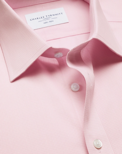 Non-Iron Twill Puppytooth Shirt – Pink