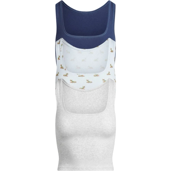 Skims Women's Zen Baby Deer Stretch Cotton Rib Tank Top 3-Pack