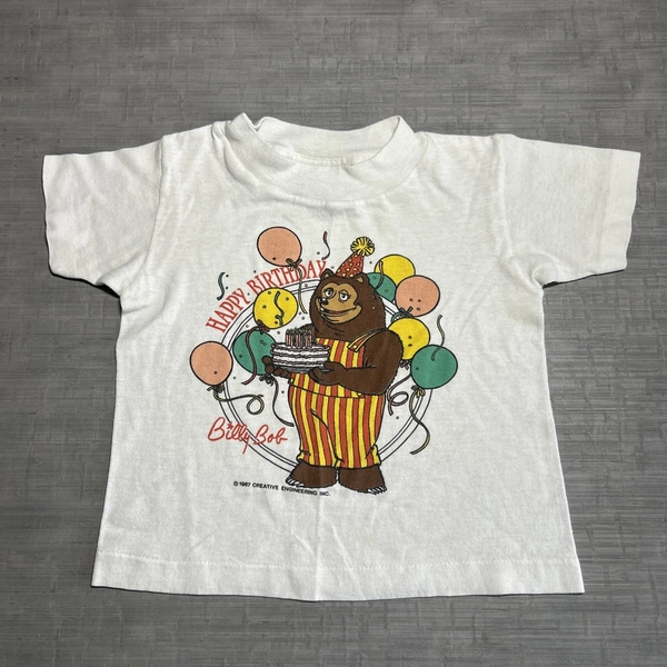 Vintage 1987 Showbiz Pizza Billy Bob Happy Birthday Shirt Youth Small White