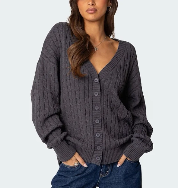 Edikted Women's Francine Oversized V-Neck Cardigan