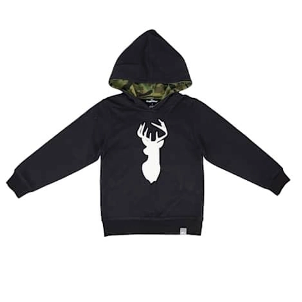 Toddler Boys' Black Puff Deer Fleece Hoodie
