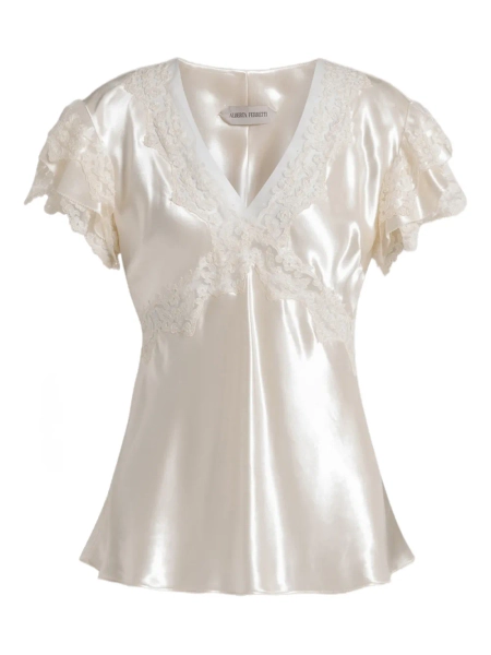 Alberta Ferretti caraco volanté en dentelle | 40