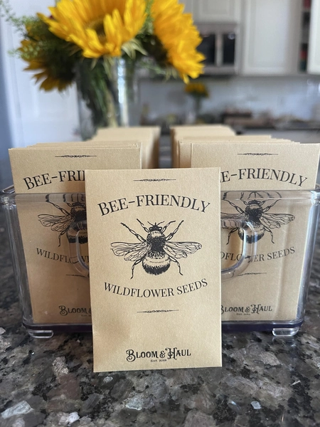 Set of 10 - Bee Friendly Wildflower Seed Packets: Wedding, birthday Favor (1500+ Seeds)