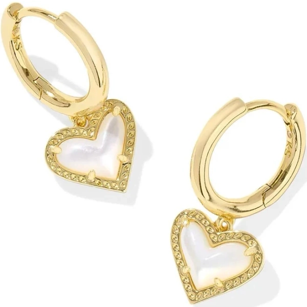 Kendra Scott Ari Heart Huggie Earring Gold Ivory MOP