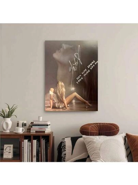 Framed 1pc Tate McRae Inspired Pop Singer Canvas Art Poster -   Wall Decor With Signature & Lyrics, High-Quality Print For Bedroom, Office, Living Room, Cafe - Modern Music-Themed Home & Room Decoration, Music Wall Art, Contemporary Artwork, Visible Text Elements, 2D Flat Canvas, Room Decor
