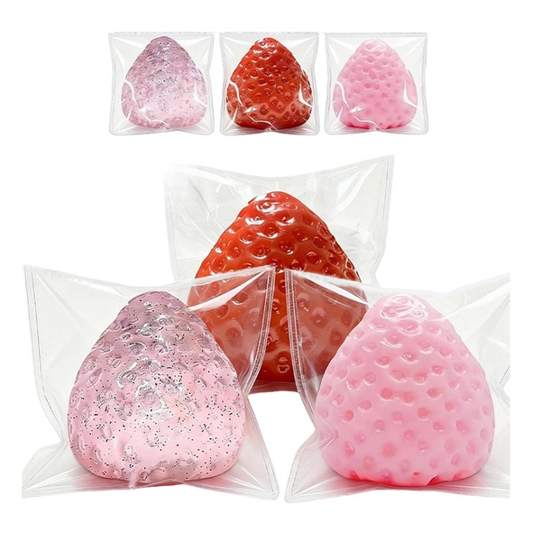 Taba Pink Strawberry Squeeze Toy - A Fun and Realistic Strawberry-shaped Finger Sensory Stimulation and Relaxation Toy. It's a Birthday Gift and Party Decoration with a Slow Rebound Feature. It's a Great Gift for Christmas, Easter and Ramadan