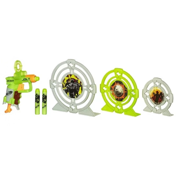 Nerf Zombie Strike Target Set – Jolt Blaster, 3 Clip-On Targets, 3 Darts – Practice Pack