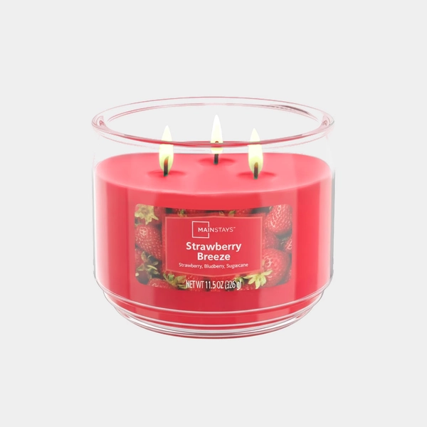 Mainstays 3-Wick Scented Glass Jar Candle, Strawberry Breeze, 11.5 oz - Walmart.com
