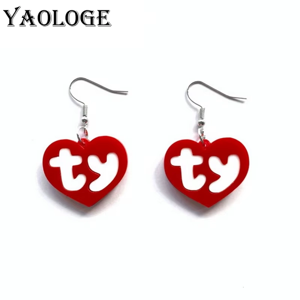 YAOLOGE Acrylic Simple Sweet TY Heart Earrings For Women 2022 New Fashion Letter Pendant Earrings Girls Party Jewelry Gifts - AliExpress 