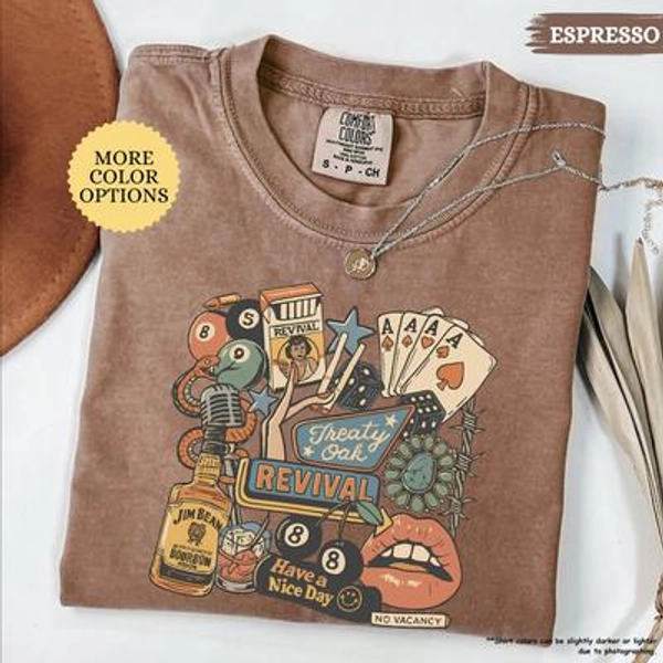 Comfort Colors Treaty Oak Revival Shirt, Country Music Shirt, Western Cowboy Shirt, Cowgirls Shirt, Music Lover Tshirt, Western Music Tee