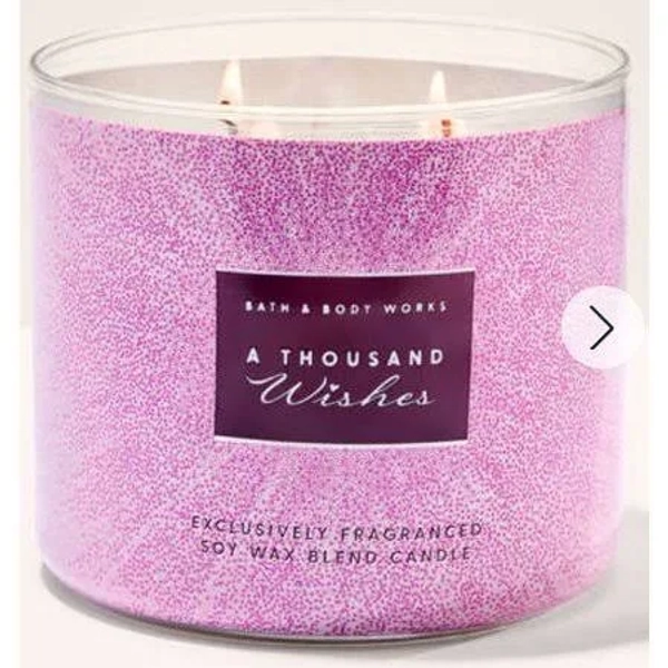 Bath & Body Works A Thousand Wishes 3 Wick Candle, Soy Wax Blend, Size: 3 x 3, Pink