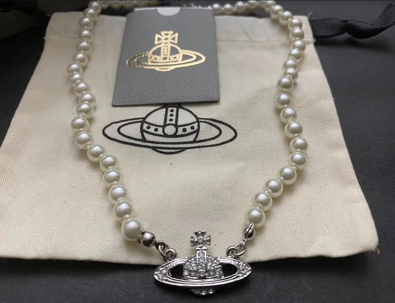 In Box Vivienne Westwood Silver Pearl Choker Necklace Mini Bas Relief