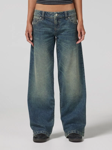 Avril Ultra Low Baggy Jean  Dark Dirty Wash - Jay Jays Online