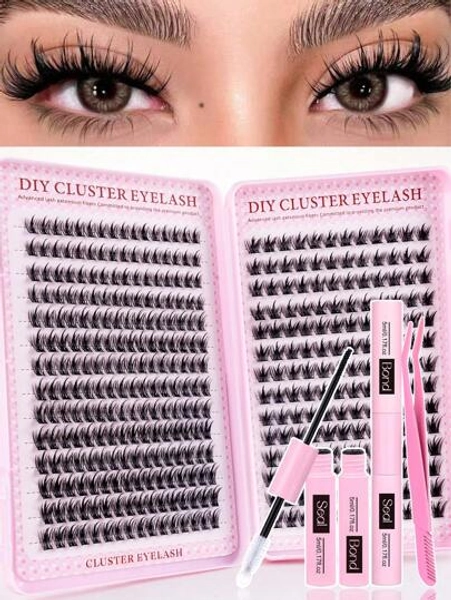 640/392Pcs Lash Extension Kit, DIY Lash Extension Kit, Individual Lashes Clusters Kit D Curl Eyelash Extension Kit With Bond And Seal And Lash Applicator Tool, Lashes Kit For Daily Use, Party, Travel, Or As A Gift For Your Family And Friendslash Clusters Kit,Lashes,Eyelashes,Fake Lashes