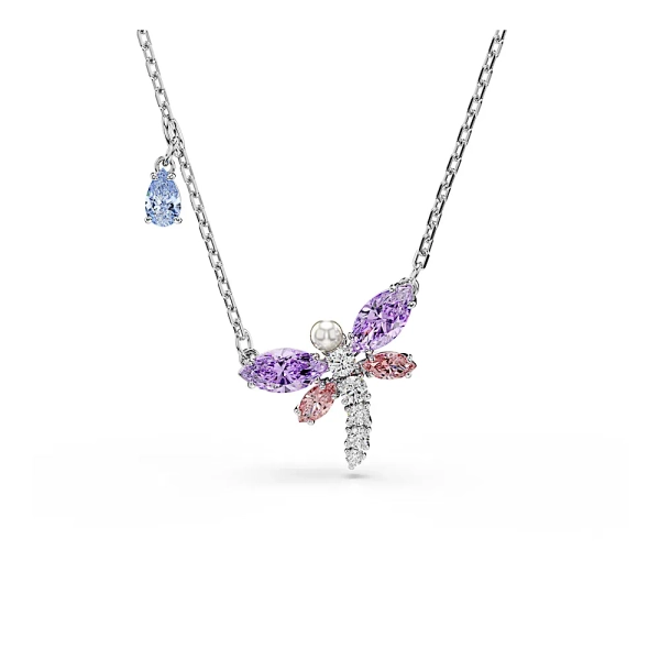 Colgante Ariana Grande x Swarovski, Tallas mixtas, Libélula, Lilas, Acabado en rodio