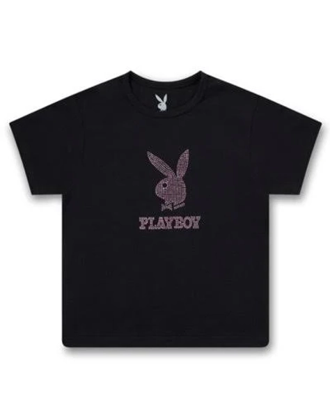 Playboy Baby Rabbit Head Rhinestone T-Shirt