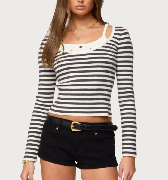 Edikted Women's Cecile Layered Long Sleeve Top
