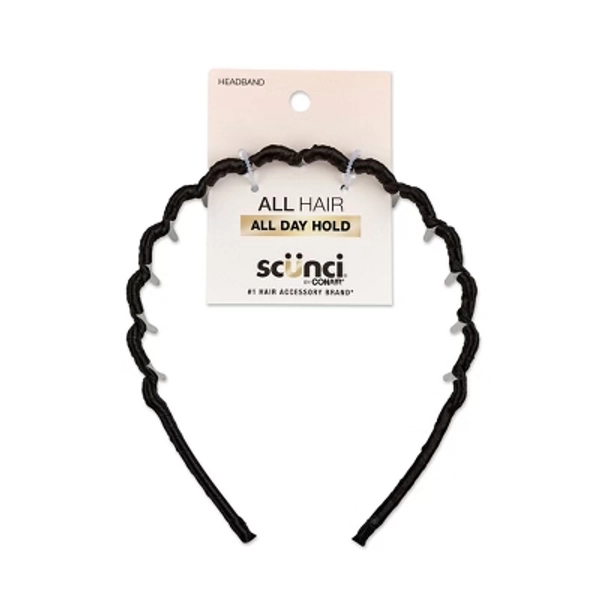 scünci Fabric Covered Zigzag Headband - Black - All Hair