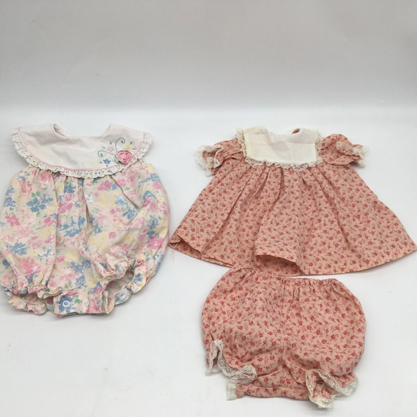 Vtg Baby Girl Sunsuit Floral Romper 6-9mo + 2pc Dress W/ Bloomers Baby clothes