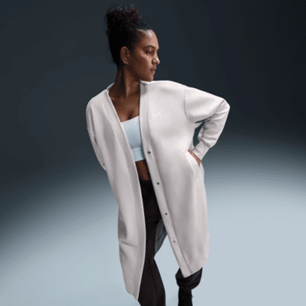 Nike Sportswear Phoenix Fleece Women's Oversized Long Cardigan - Light Orewood Brown/Sail - Size XS
