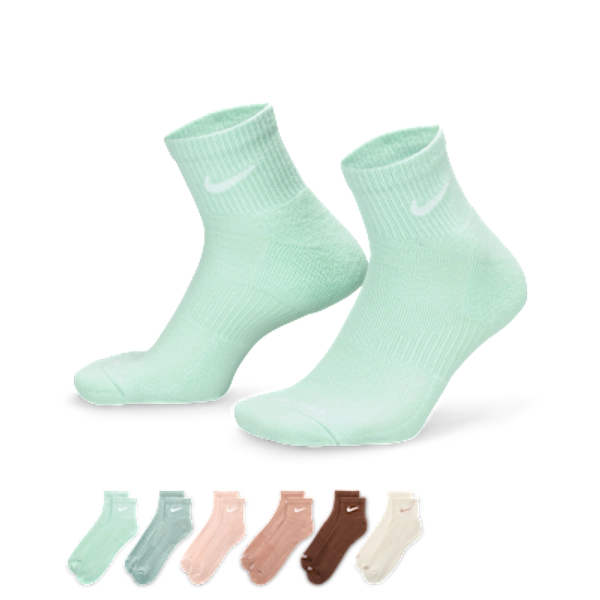 Nike Everyday Plus Cushioned Training Ankle Socks (6 Pairs) - Multi-Color - Size S