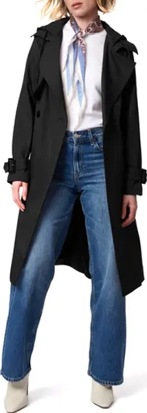 Double Breasted Hooded Trench Coat