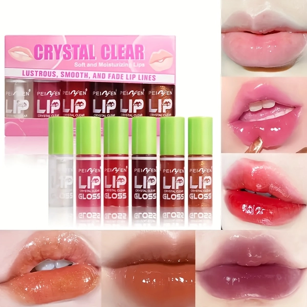 6pcs Set MINI Lip Oil Lip Gloss in 6 Colors, Long-Lasting Shine & Non-Sticky Formula, with Soft Brush Head, Moisturizing Tinted Lip Color, Shiny Transparent Lip Oil Moisturizing, All Light Beige Types, Liquid Form, Glossy Finish, Beauty Product, Lip Gloss Set, Lip Gloss Packaging, Lip Gloss Design, Lip Gloss Packaging, Lip Gloss Design