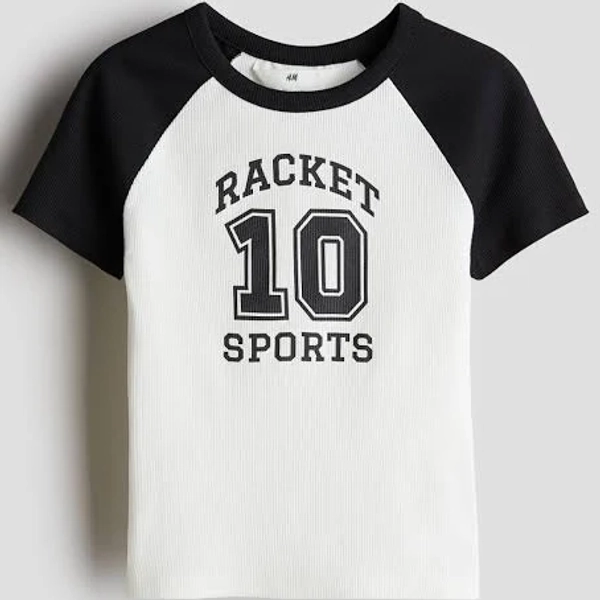 H&M Cotton Top with Printed Motif
