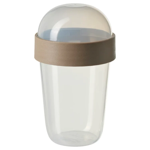 SPLITTERNY Snack container - clear/light gray-brown 10 oz