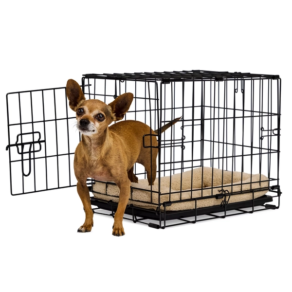 EveryYay 1-Door Dog Crate, Small, 24" L X 17.5" W X 19.5" H, Black: With Handles