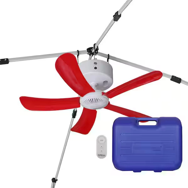 CANOPY BREEZE Rechargeable Clip Mount Propeller Outdoor Ceiling Fan 31 in. Blades, Quick Install, Remote Control(Deep Red) CB305-RED