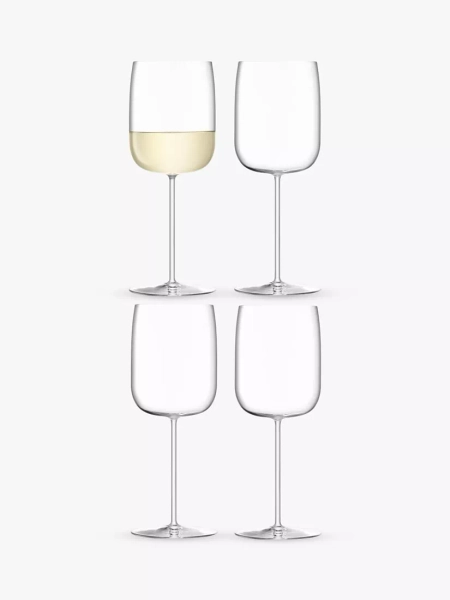 LSA International Borough White Wine Glasses, Set of 4, 380ml, Clear