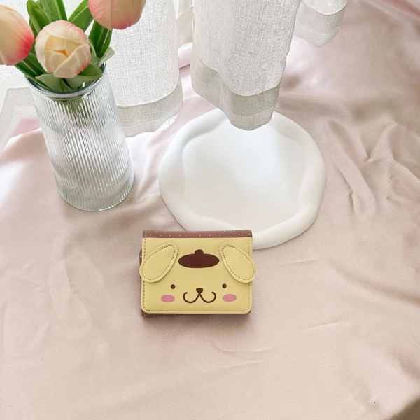 Sanrio Pompompurin Trifold PU Wallet – High-Quality Soft-Touch Finish, Fun Character Design with Card & Cash Compartments – Cute and Practical for Everyday Use