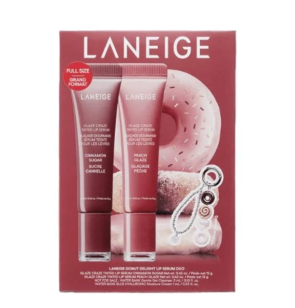 Laneige LANEIGE Glaze Craze Tinted Lip Serum Duo Set 12g Lip Balm Moisturizing Hydrating Tinted Lip Care Treatment Cinnamon Sugar Peach Glaz