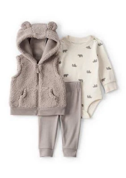 Carter's Baby Boys 3-Piece Bear Print Jacket, Bodysuit and Pant Set